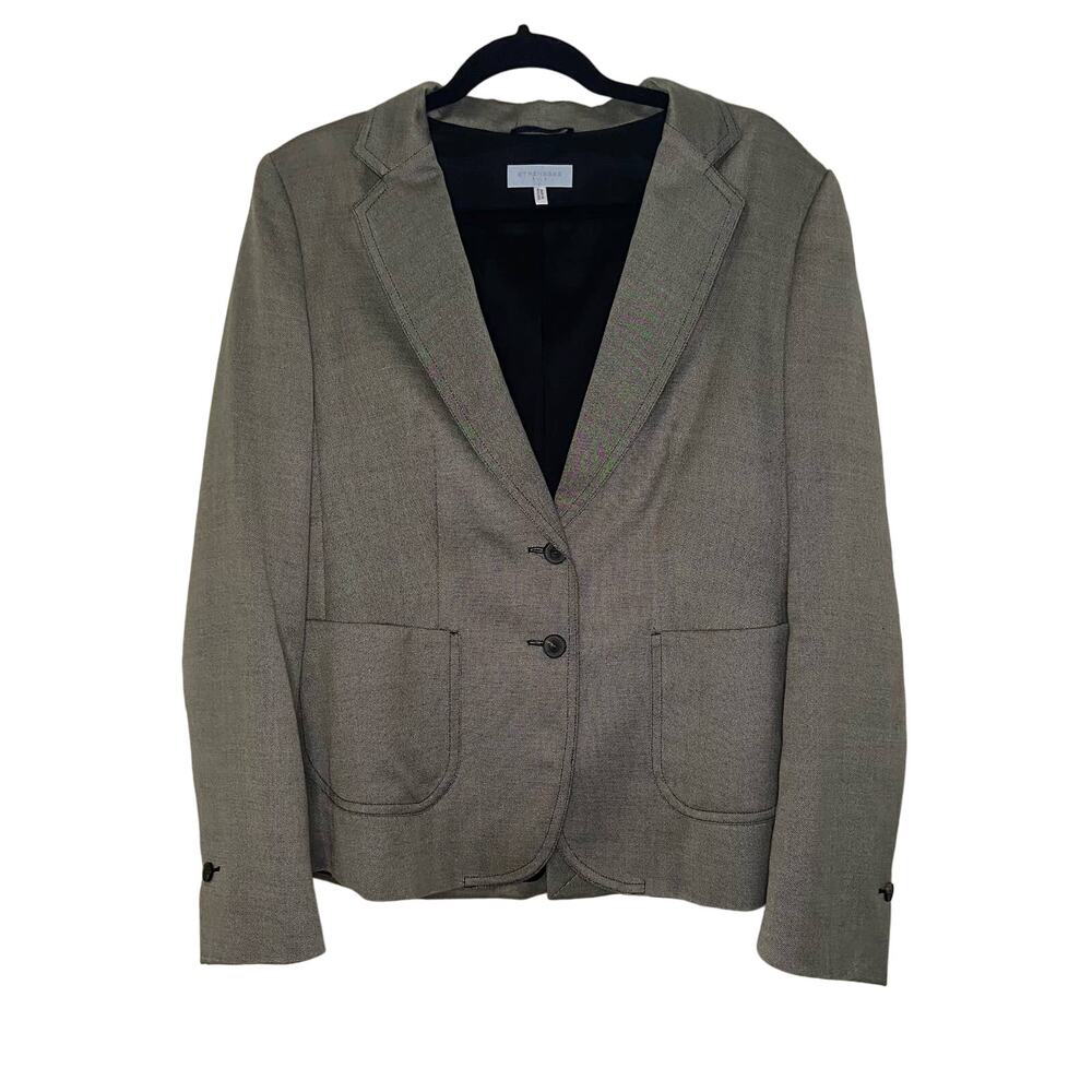 Strenesse Blue Women's Grey Wool Blend Blazer Size 12 Career Wear Business